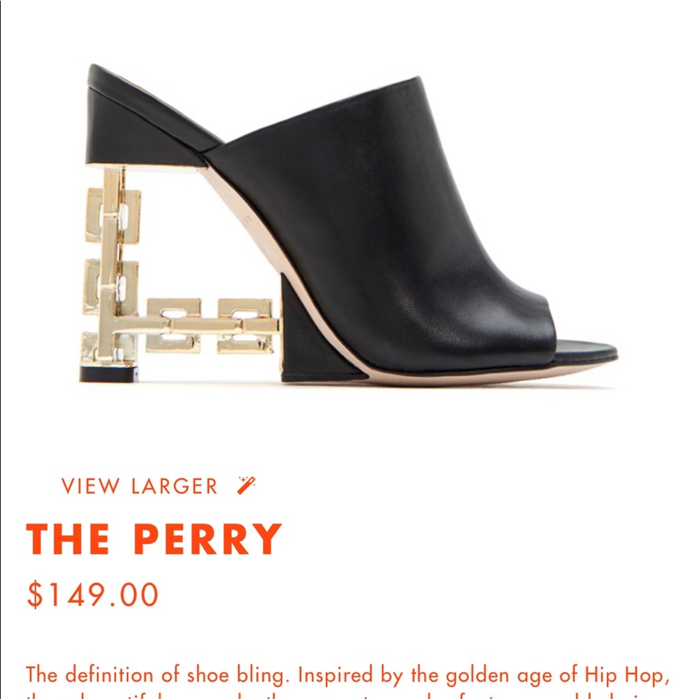 Brand new, Black mules, Open toe, gold heels